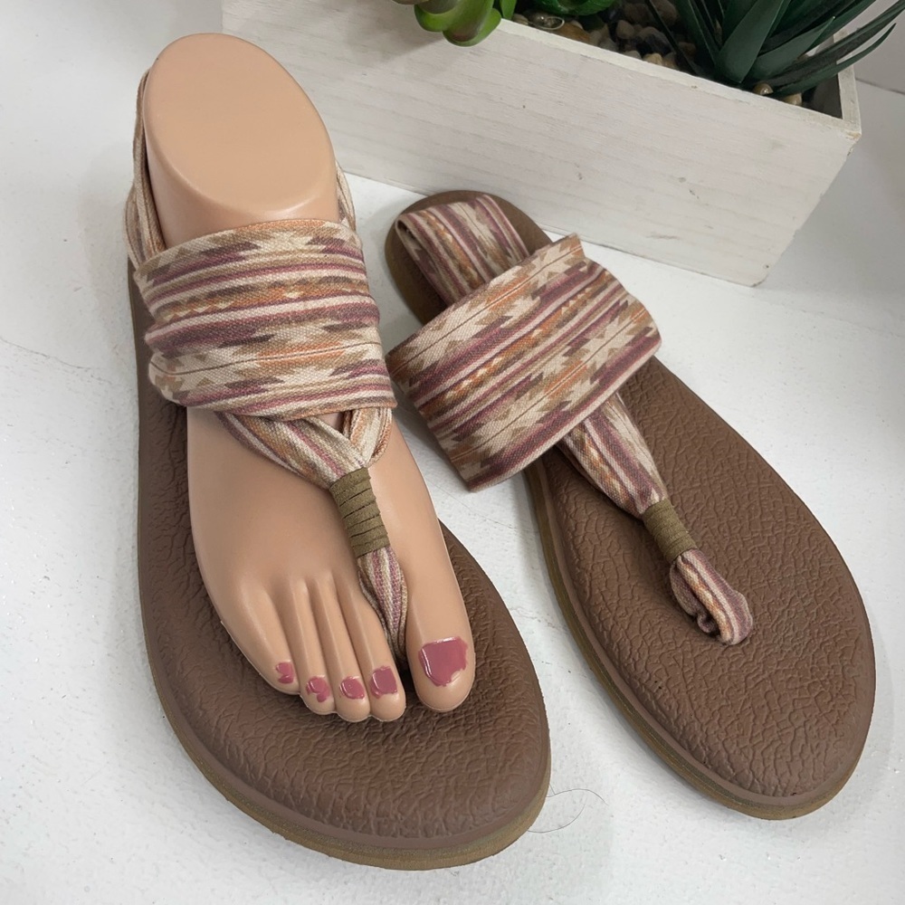 Sanuk  Brown and Tan Women's Sandals